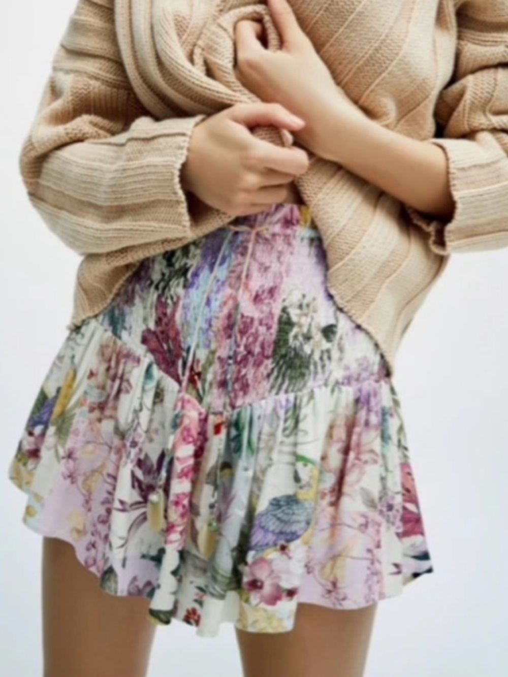 NEW Zara Multicolor Floral Linen Blend Women’s Smocked Flowy Shorts Sz M